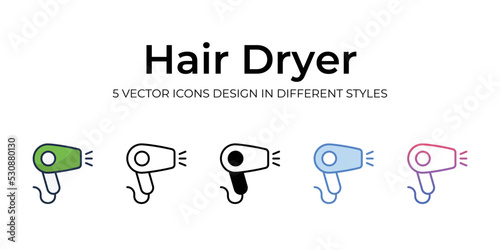 hair dryer icons set vector illustration. vector stock,