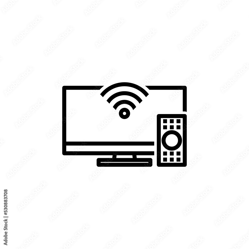 Smart tv line icon isolated on white background Smart tv line icon isolated on white background