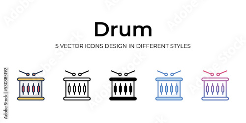drum icons set vector illustration. vector stock,