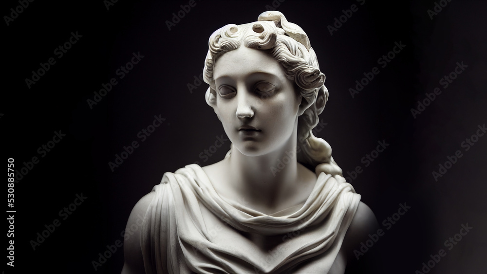 Illustration of a Renaissance marble statue of Artemis. She is the