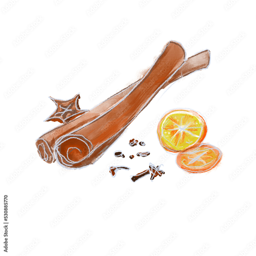 cinnamon for mulled wine illustration cinnamon for mulled wine illustration