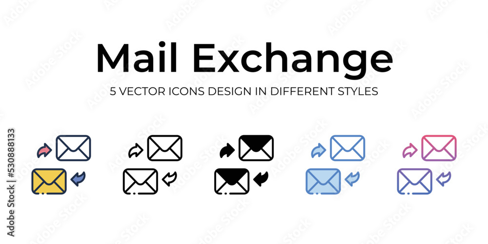 mail exchange icons set vector illustration. vector stock,