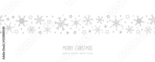 christmas greeting card banner with snowflake border