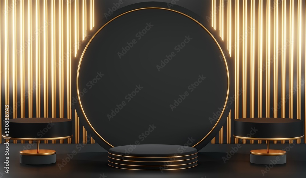 3D rendering of blank product background for cream cosmetics Modern black podium background 3D rendering of blank product background for cream cosmetics Modern black podium background