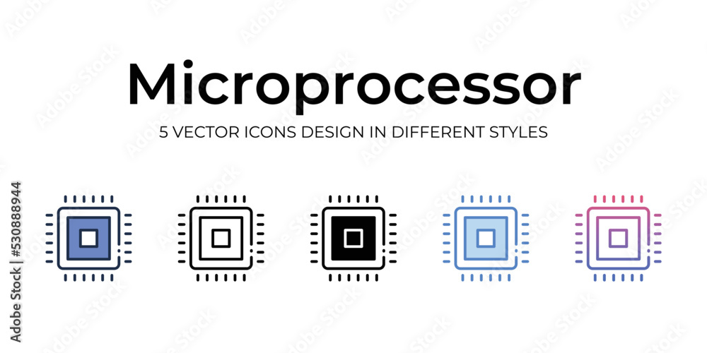 microprocessor icons set vector illustration. vector stock,