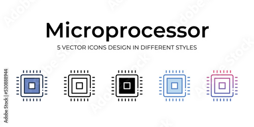 microprocessor icons set vector illustration. vector stock,