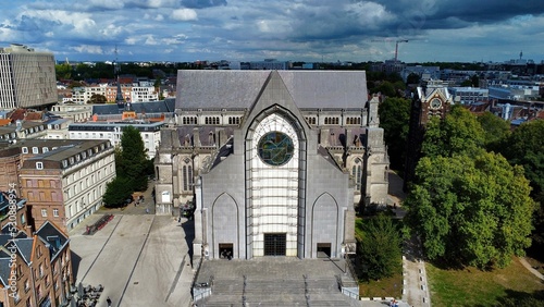drone photo notre dame de la treille cathedral, Cathédrale Notre-Dame-de-la-Treille Lille france europe photo