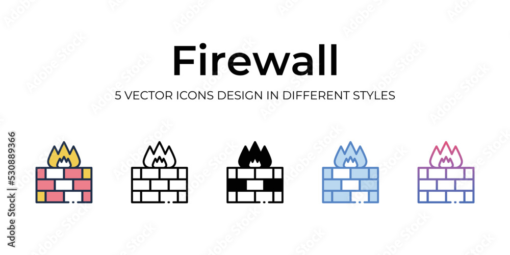 firewall icons set vector illustration. vector stock,