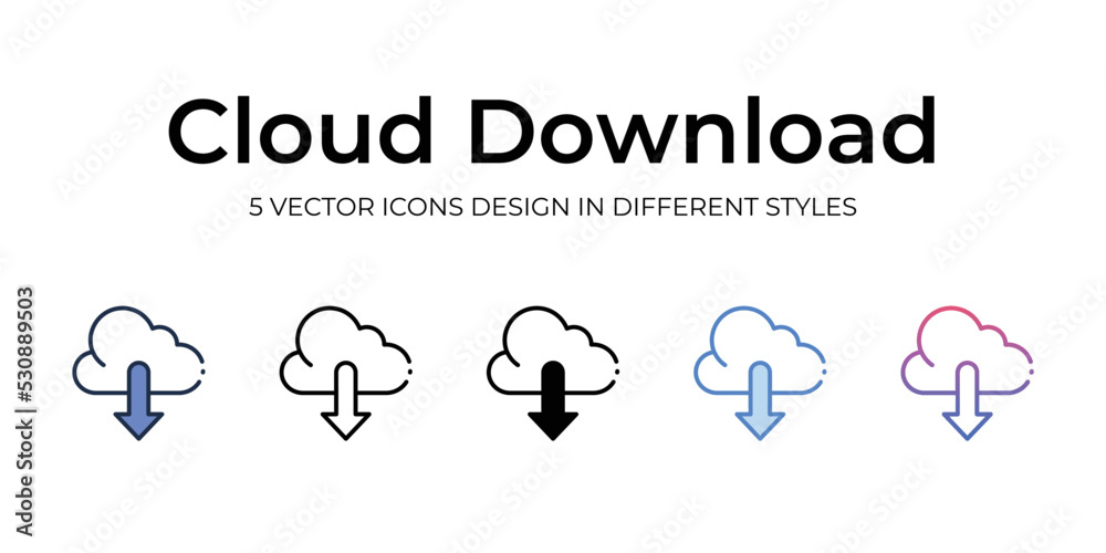 cloud download icons set vector illustration. vector stock, cloud download icons set vector illustration. vector stock,