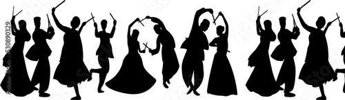 dandiya night character illustration, traditionally dressed dandiya character illustration.