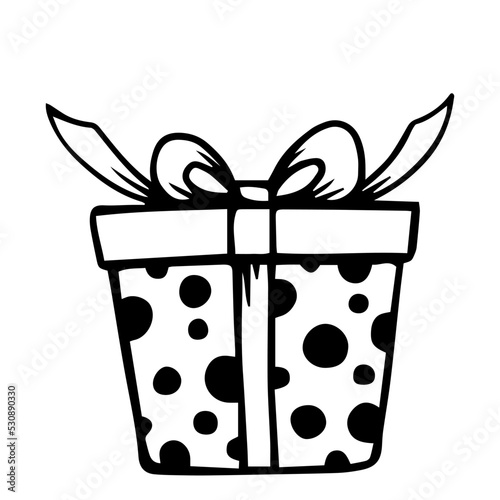 Linear doodle boxes in holiday packaging. Vector graphics.