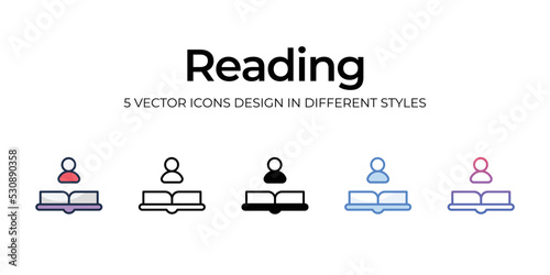 reading icons set vector illustration. vector stock,
