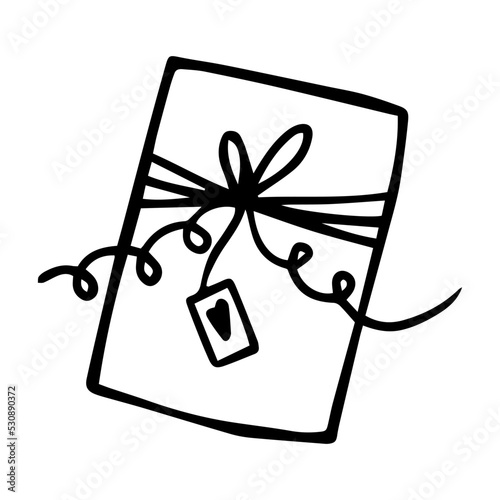 Linear doodle boxes in holiday packaging. Vector graphics.