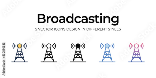 broadcasting icons set vector illustration. vector stock,