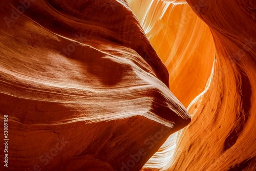 Closeup shot of the Upper Antelope Canyon, Utah under sunlight