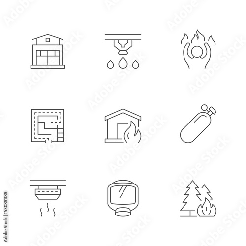 Set line icons of firefighting