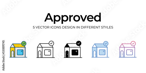 approved icons set vector illustration. vector stock,