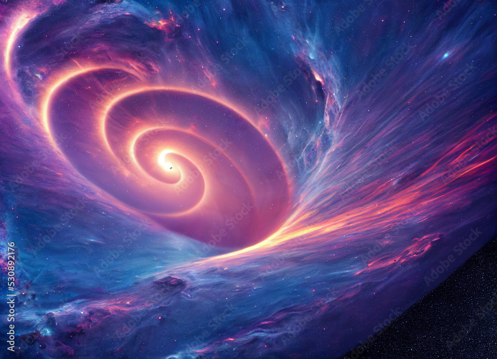 Nebula spiraling around a black hole