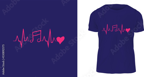 t shirt design concept, heartbeat, music, love