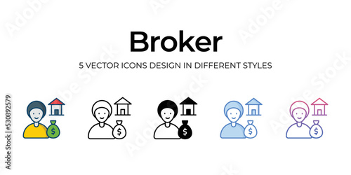 broker icons set vector illustration. vector stock,