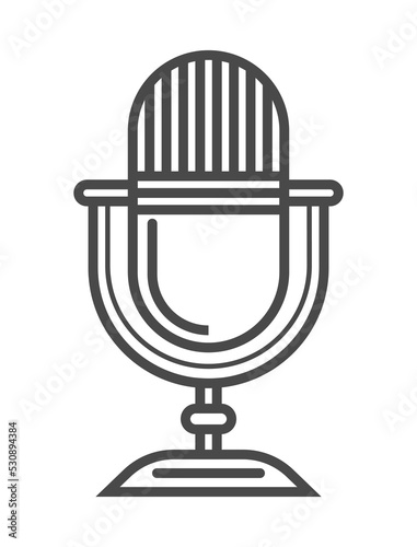 Radio microphone icon vector illustration isolated on white background. Social media and world news, network communication, mass media linear pictogram.