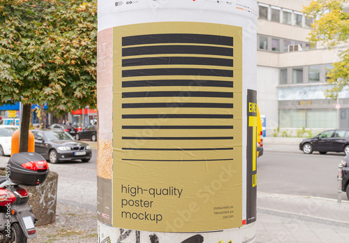 Glued Street Outdoor Poster Mockup