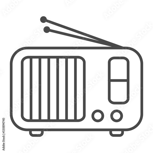 Radio receiver icon vector illustration isolated on white background. Social media and world news, wireless broadcasting, mass media linear pictogram.