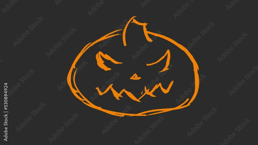 Halloween Jack lantern bouncing rough sketch animation loop grey white 