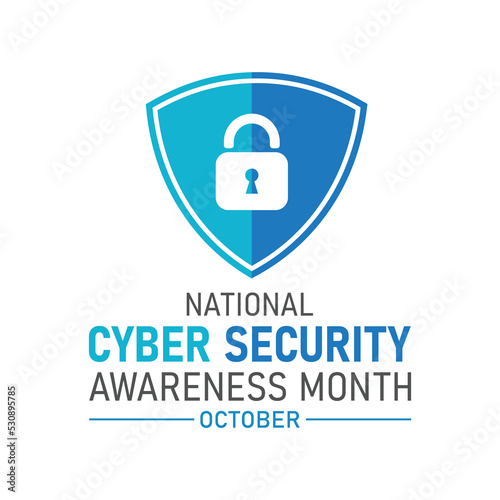 National cyber security awareness month is observed every year in october. Cyber security banner vector isolated on white background. Concept design for poster, greeting card and banner website.