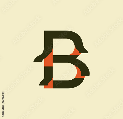 Stripped letter B. Sticky paper letters. Book, logo, business and template design. illustration on paper background.