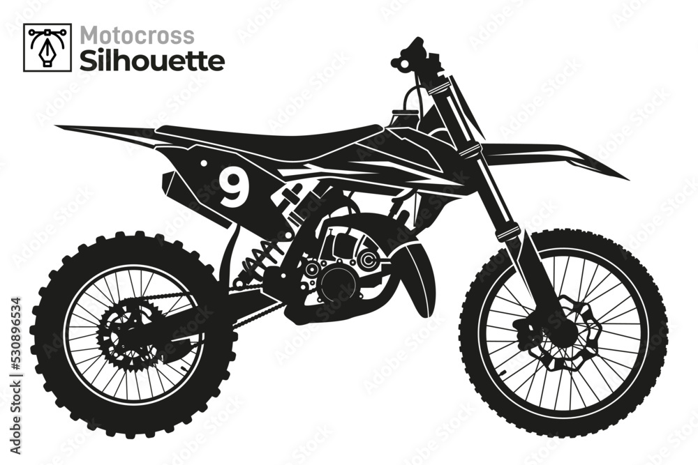 Isolated motocross silhouette illustration. Stock Vector | Adobe Stock