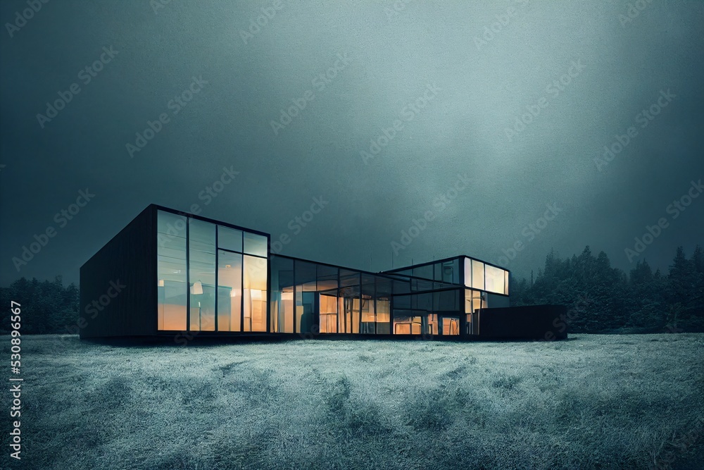 Obraz premium Modern house at a lake