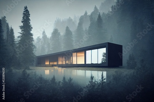 Modern house at a lake