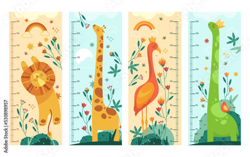 Growth meter or ruler for children, vector banners