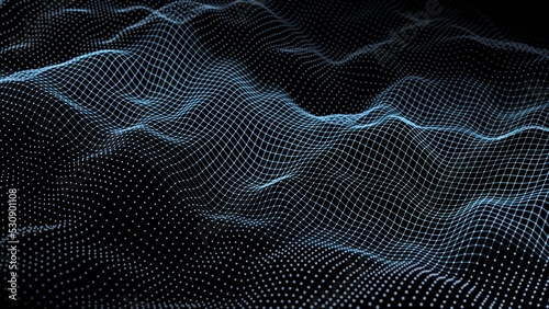 blue plexus particles 3d illustration background , minimal polygon animation. Can be used to represent artificial intelligence, quantum physics, data analysis or a luxury geometric network photo