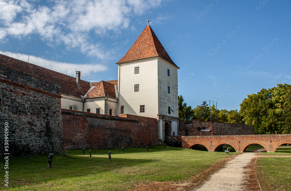 The historical Nádasdy castle fortress in the old town of Sárvár, West Hungary, Europe.