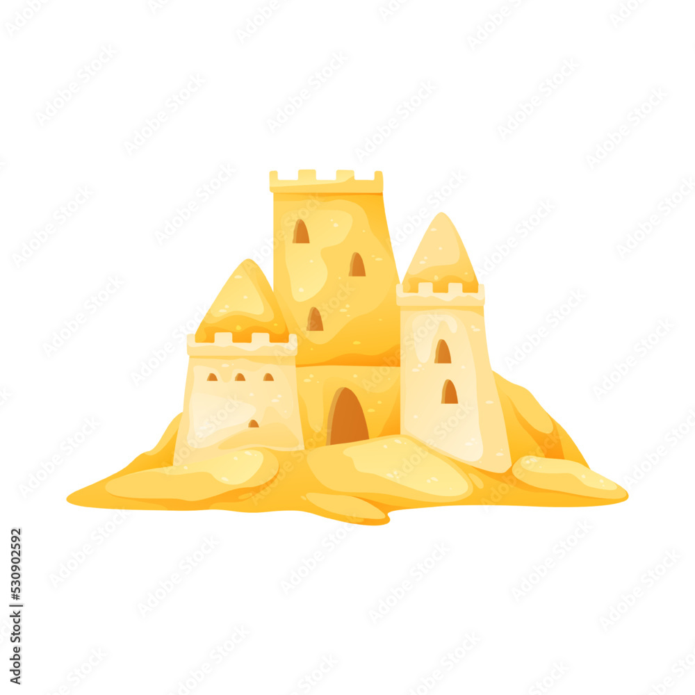 Sandy castle, isolated vector icon or clipart. Sandy castle, isolated vector icon or clipart.