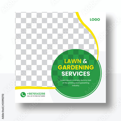 Social media post template design, Instagram post template, lawn garden and farming, facebook post template, social media post 