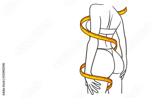 Minimalist line art female figure. Simple body positive elegant poster. Woman body vector