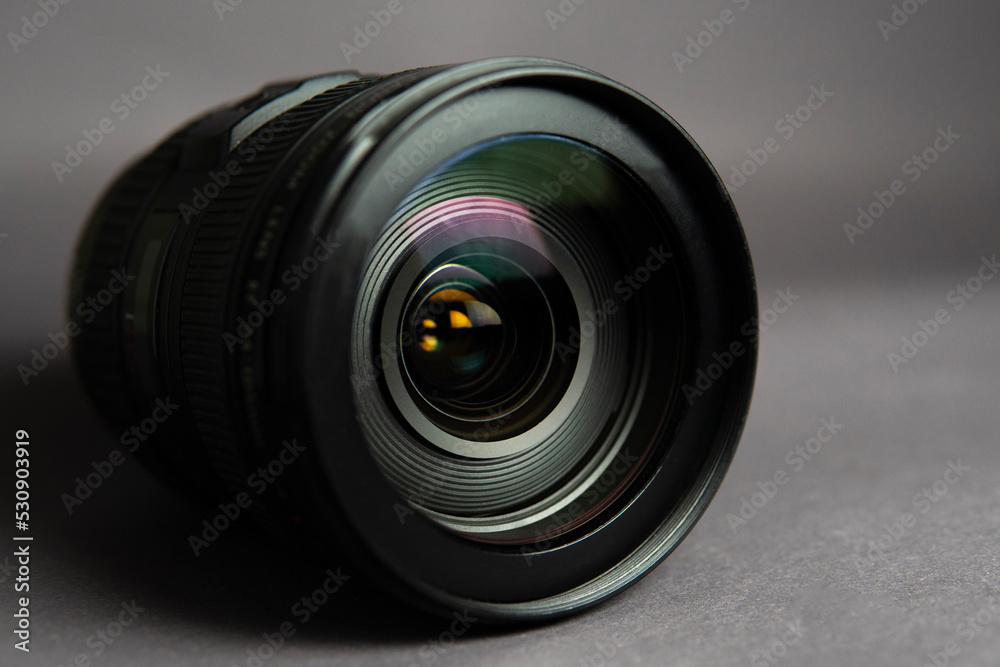 camera lens on a black background