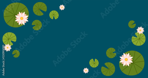 Lily pad and Lotus vector. wallpaper. free space for text. background. poster. lotus flower.