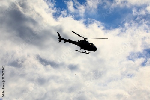 Silhouette of a rotary helicopter 