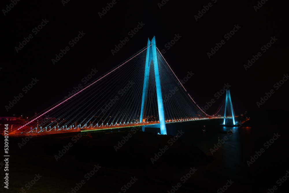 bridge at night neon light