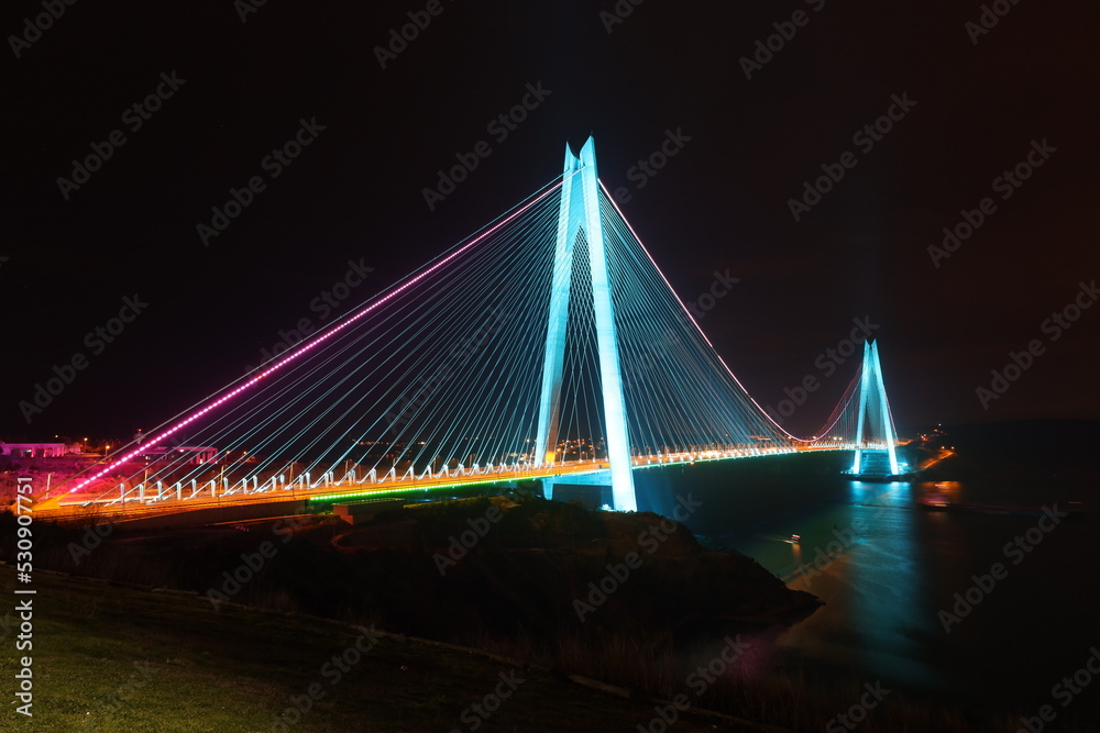 Fototapeta premium bridge on the night road
