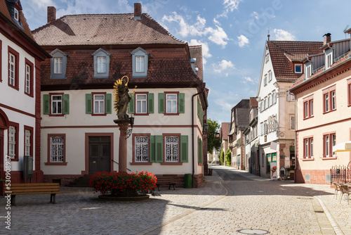 Narrow street in the small town of Lauda-Königshofen in Bavaria, Germany. photo