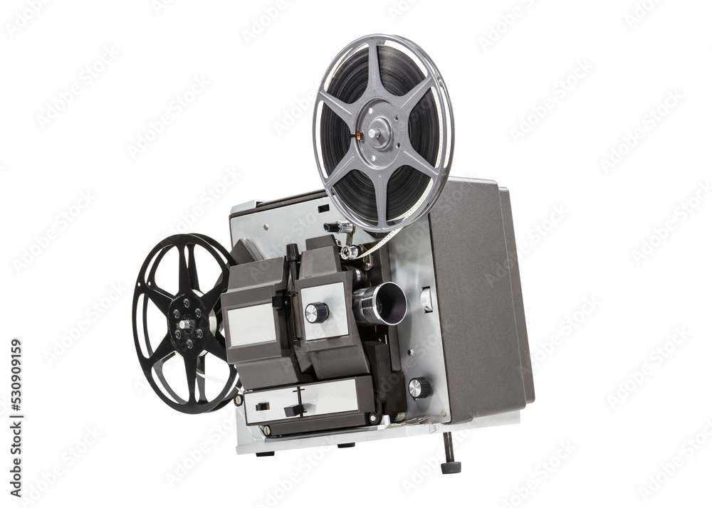 Naklejka premium Old Movie Film Projector Isolated