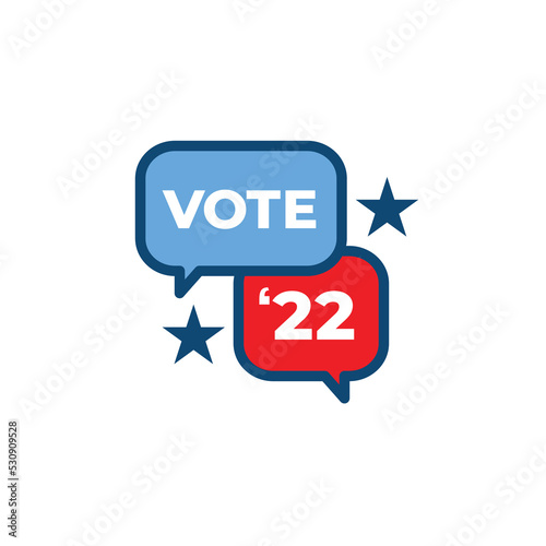 2022 Midterm Elections Design w Red White and Blue Vote Icon