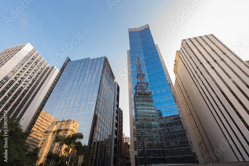 Modern Architecture Office Buildings in Paulista Avenue in Sao Paulo, Brazil