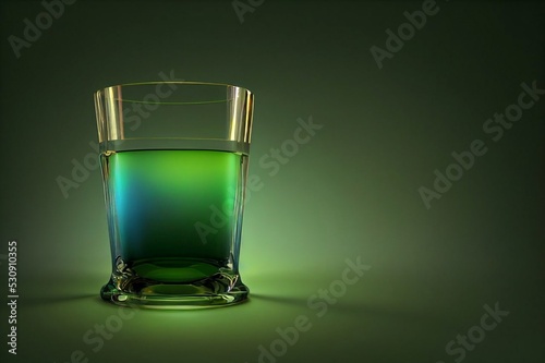 Glass with absinthe. Neural network generated art. Digitally generated image. Not based on any actual scene or pattern
