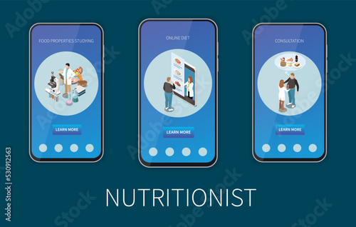 Nutritionist Isometric Banners Set